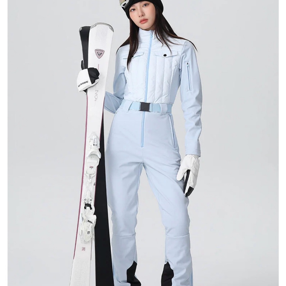 Light Blue Women's Ski Jumpsuit Jacket - Performance Snow Jacket
